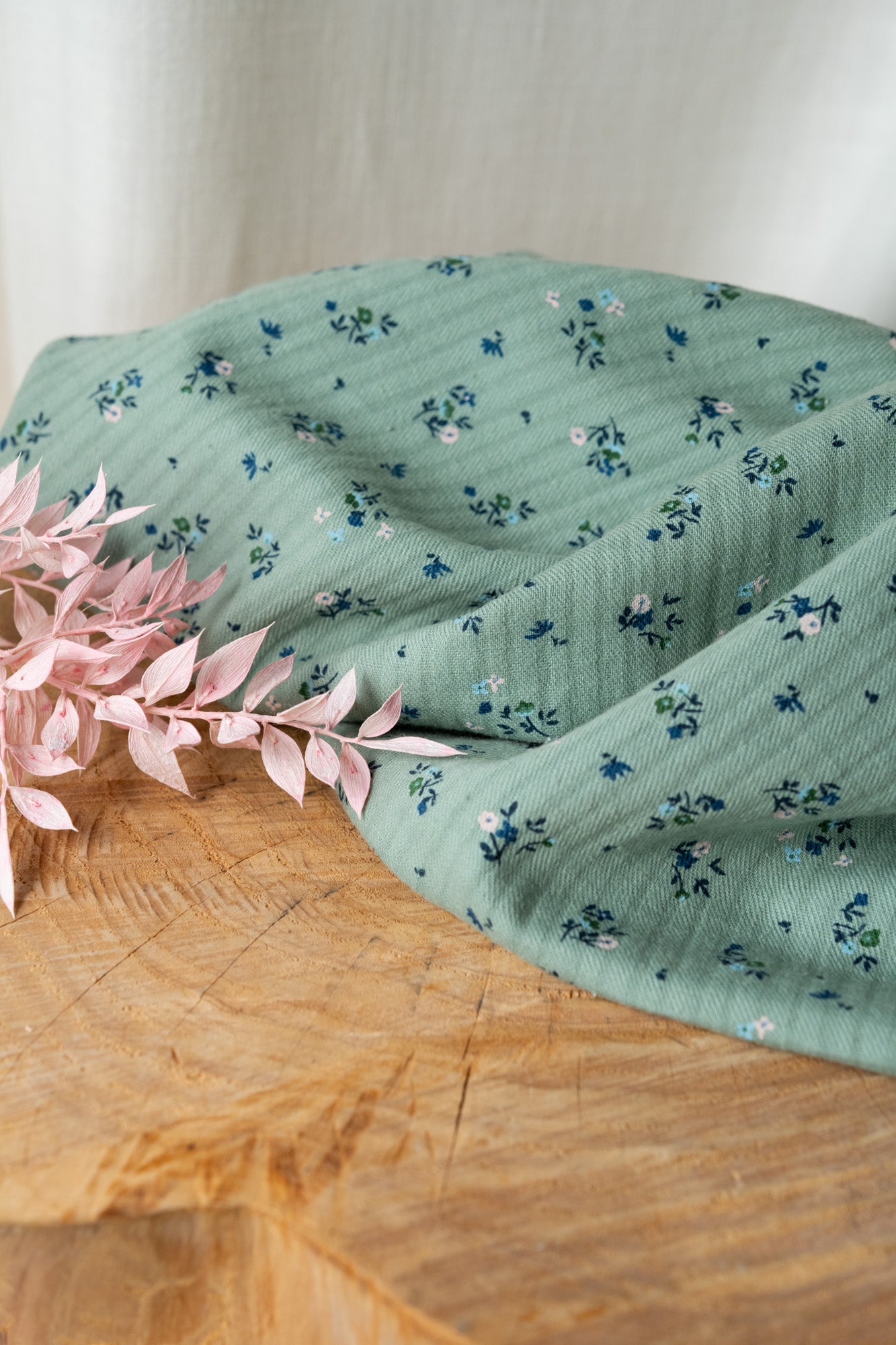 Coton Tissé BIO Vert "Jardin d’hiver"