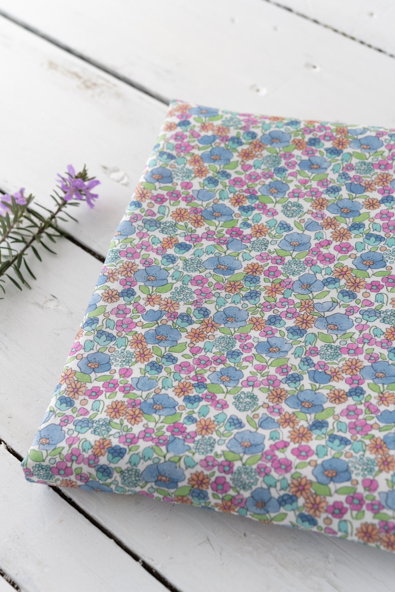 Voile de coton BIO "Fleurs Bleues"