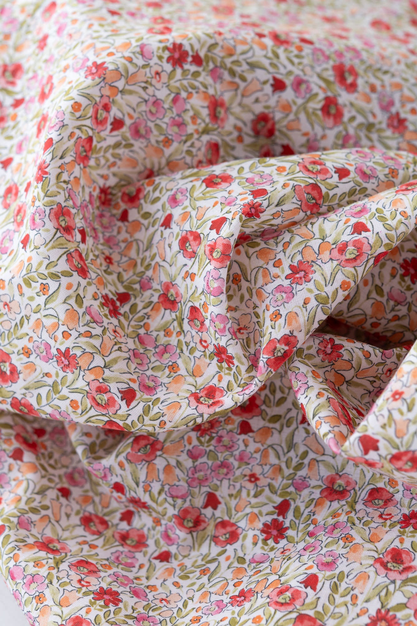 Voile de coton BIO fleuri "Coquelicots"