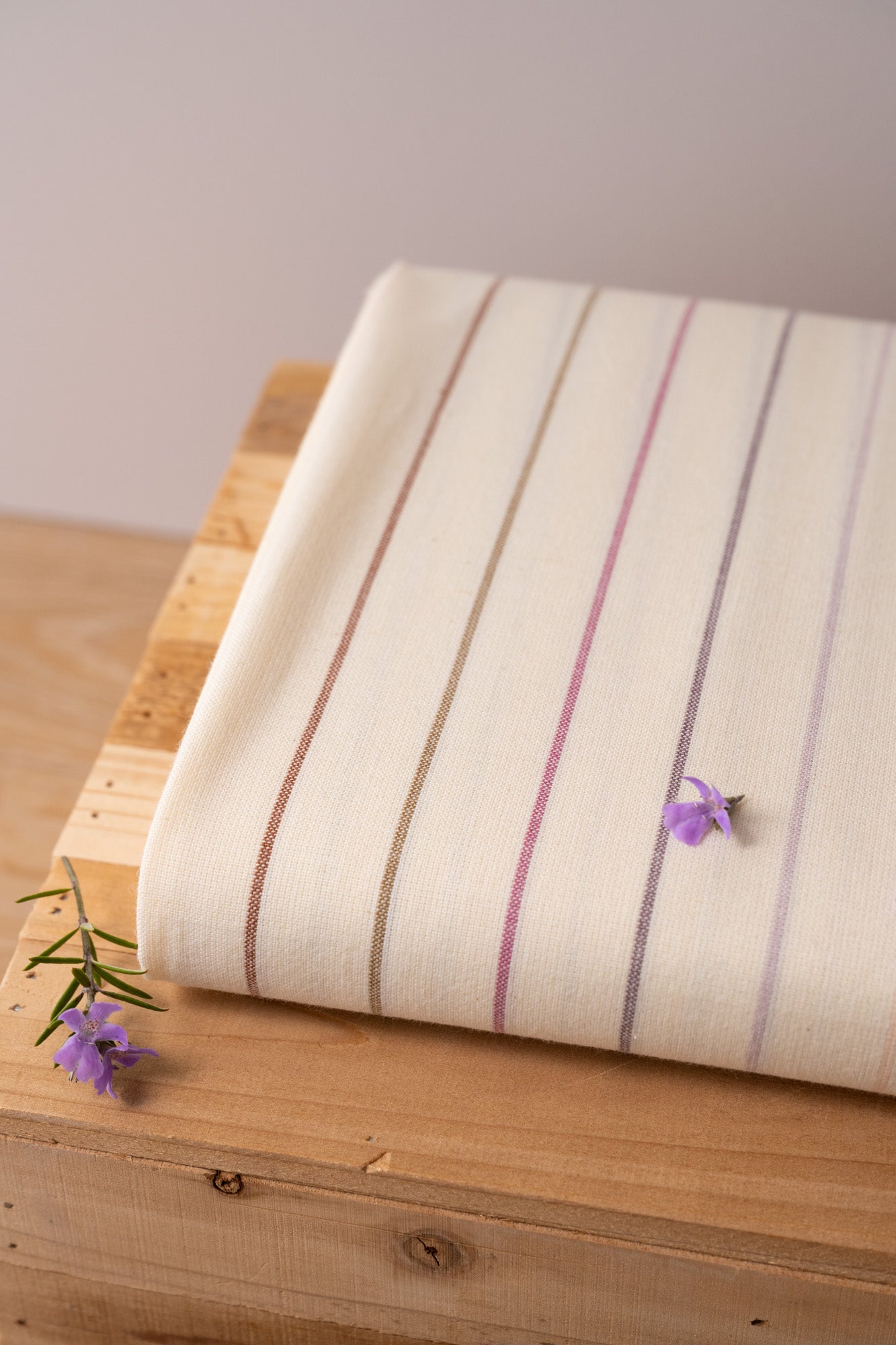 Tissu rayures Lavande - Ecru