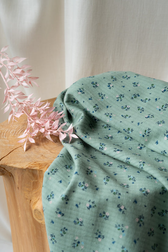 Coton Tissé BIO GOTS Vert "Jardin d’hiver"