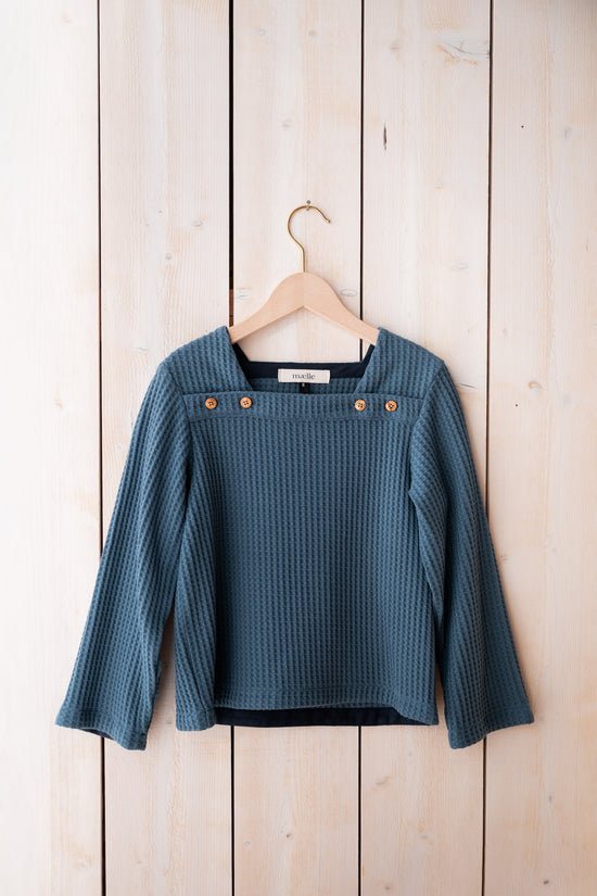 Tricot gaufré Bio Bleu "Morbihan"