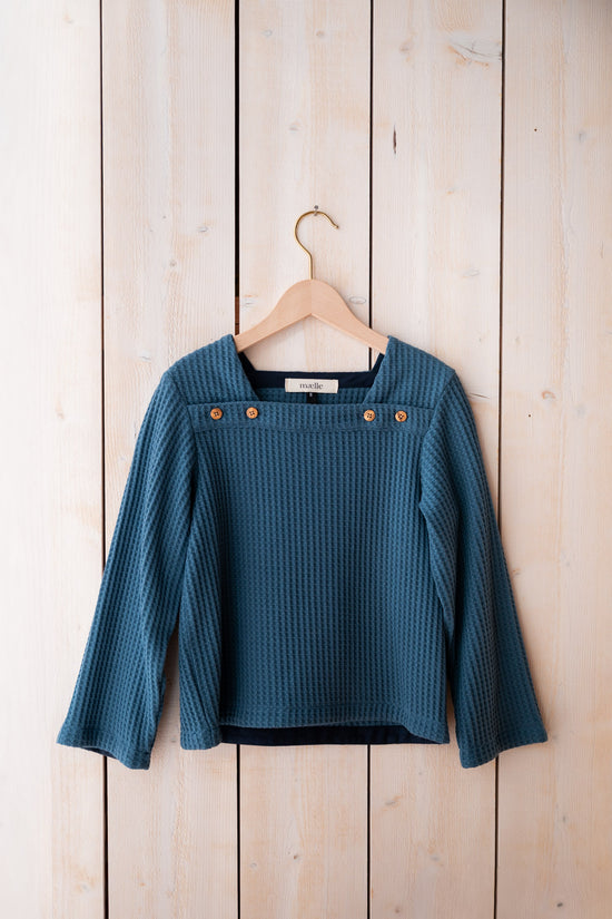 Tricot gaufré Bio Bleu "Morbihan"