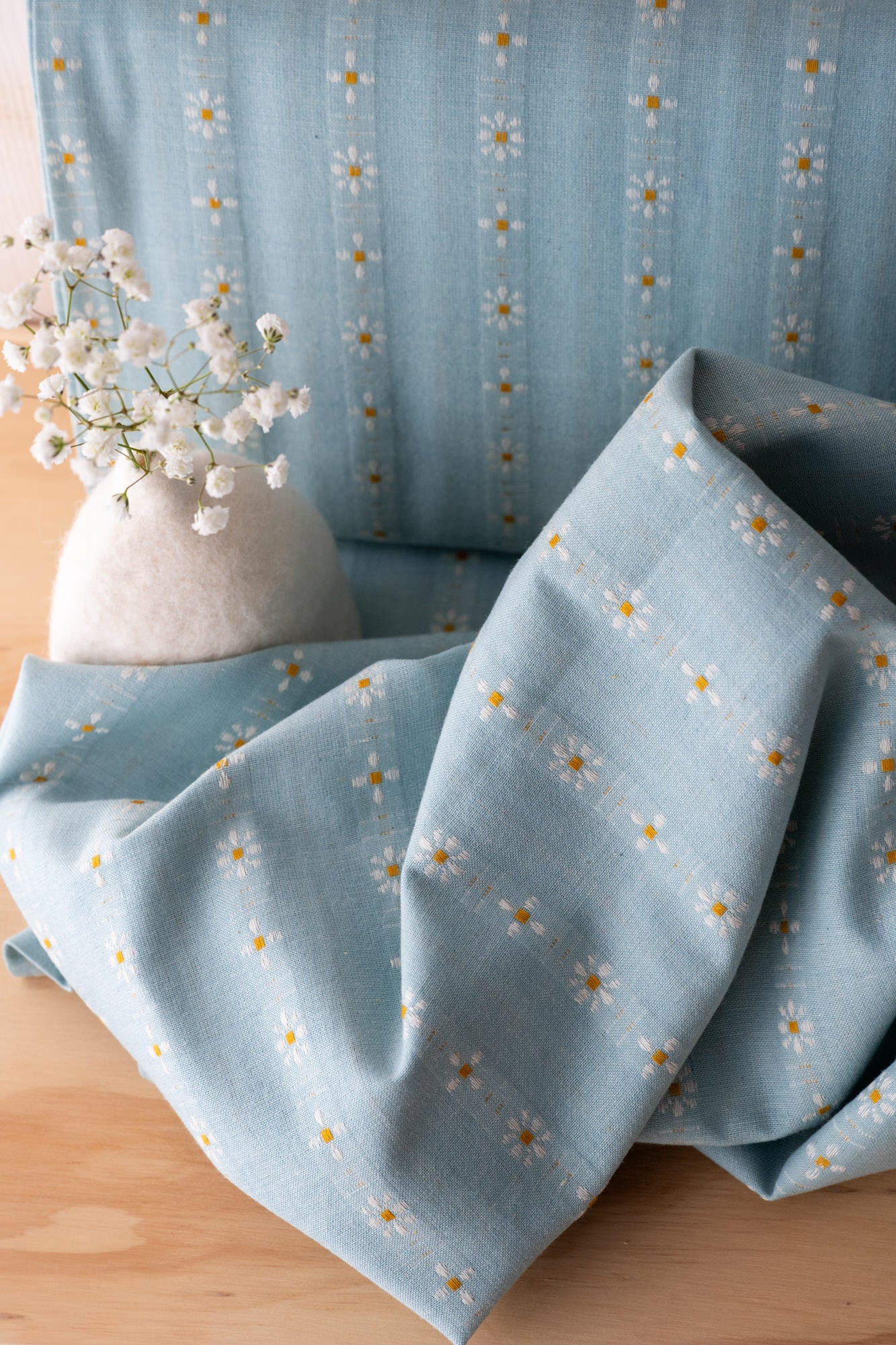 Tissu coton "Gaidig" bleu ciel