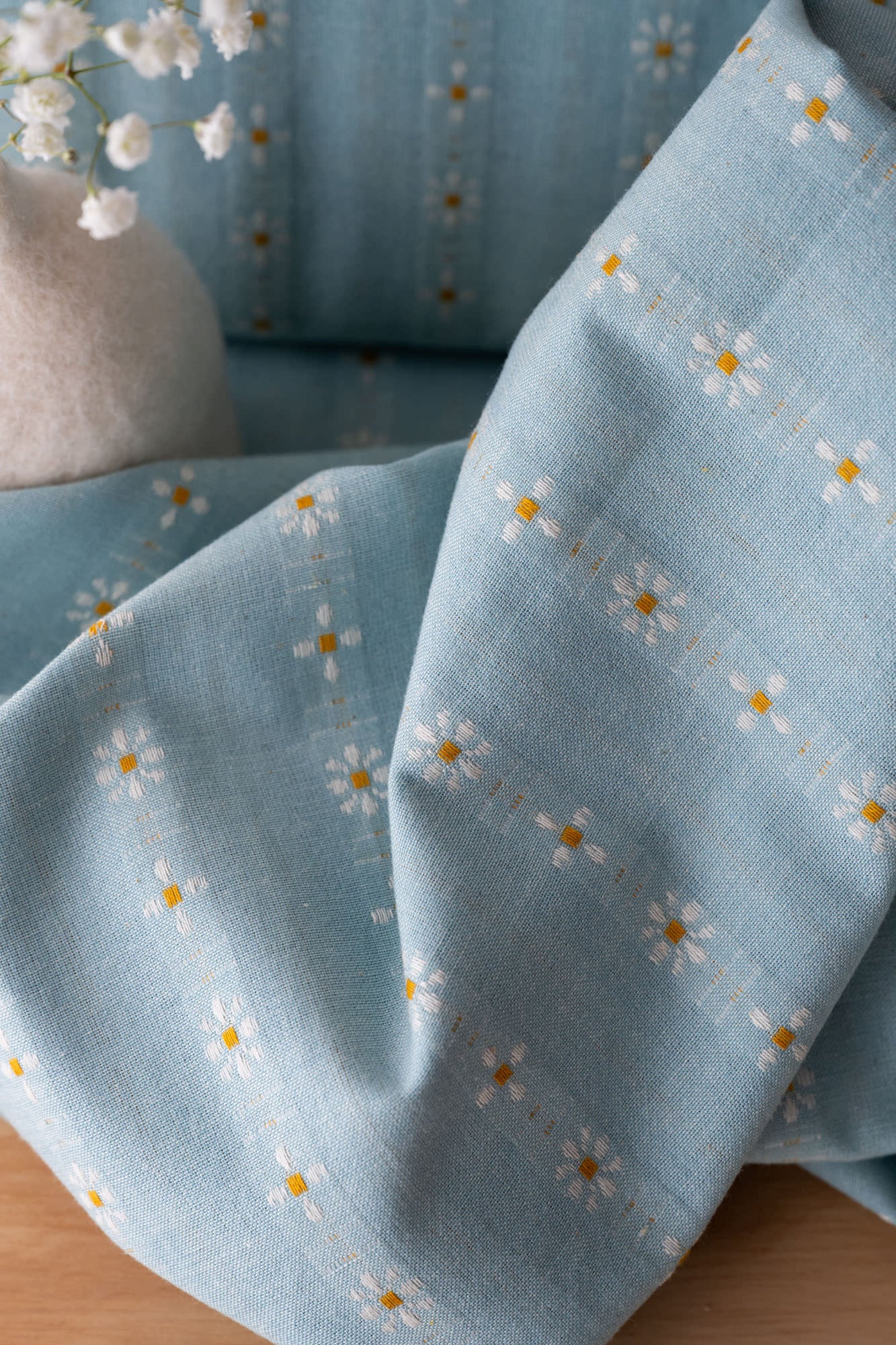 Tissu coton "Gaidig" bleu ciel