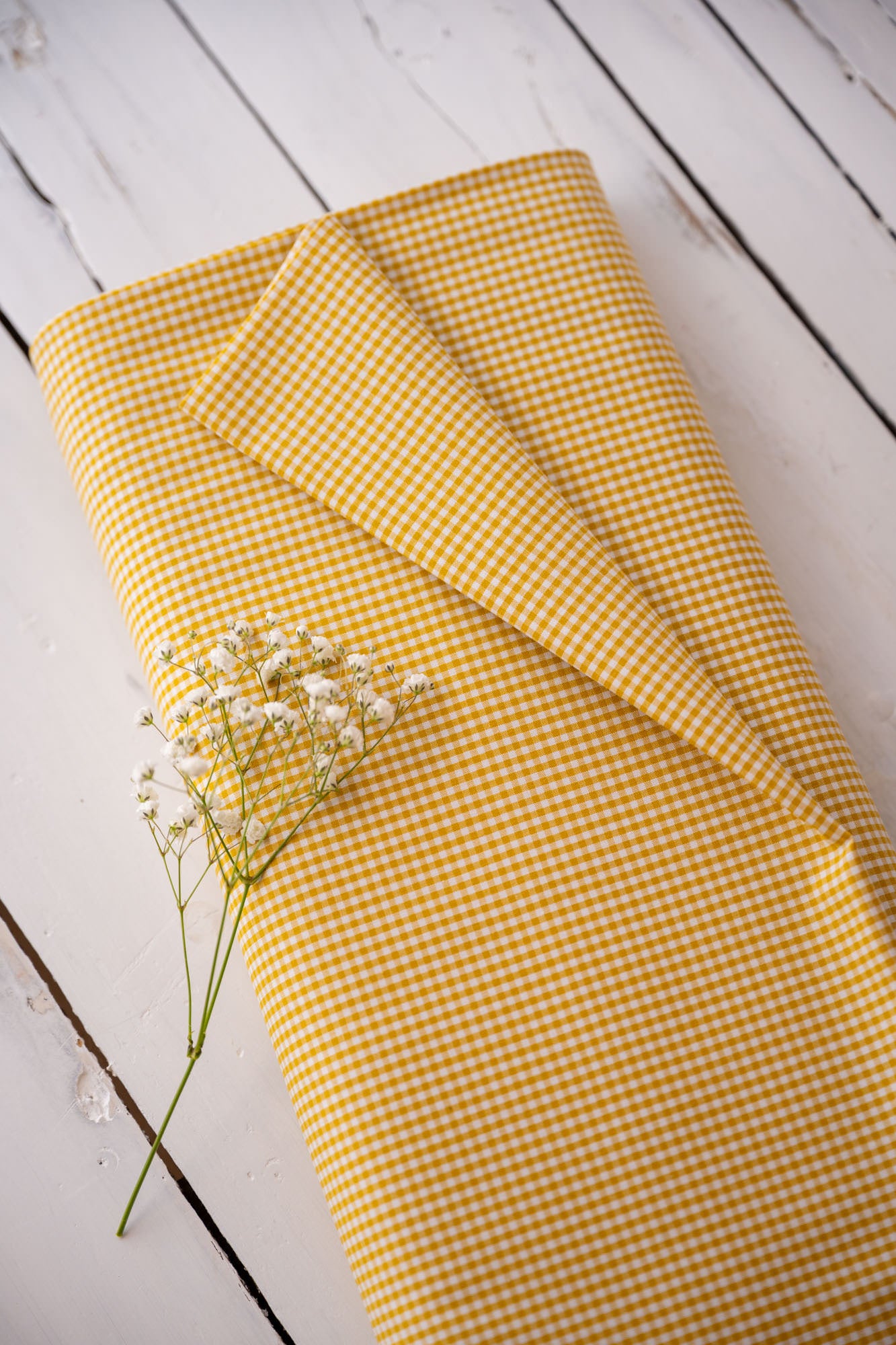Tissu Vichy jaune Bio GOTS "Melen"