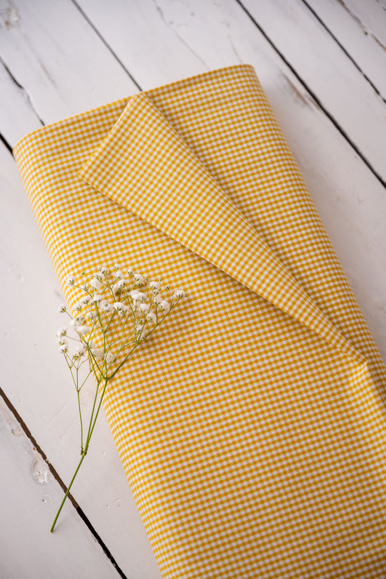Tissu Vichy jaune Bio GOTS "Melen"