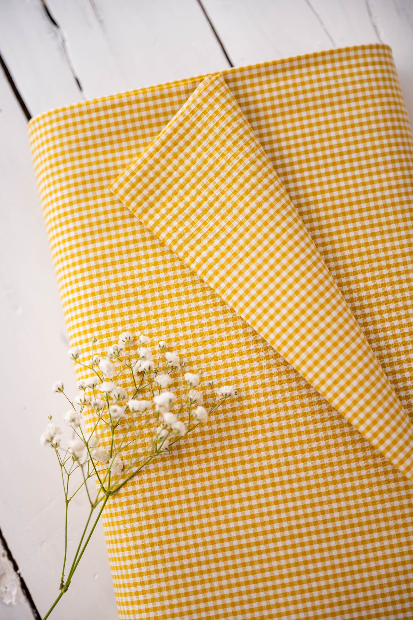 Tissu Vichy jaune Bio GOTS "Melen"