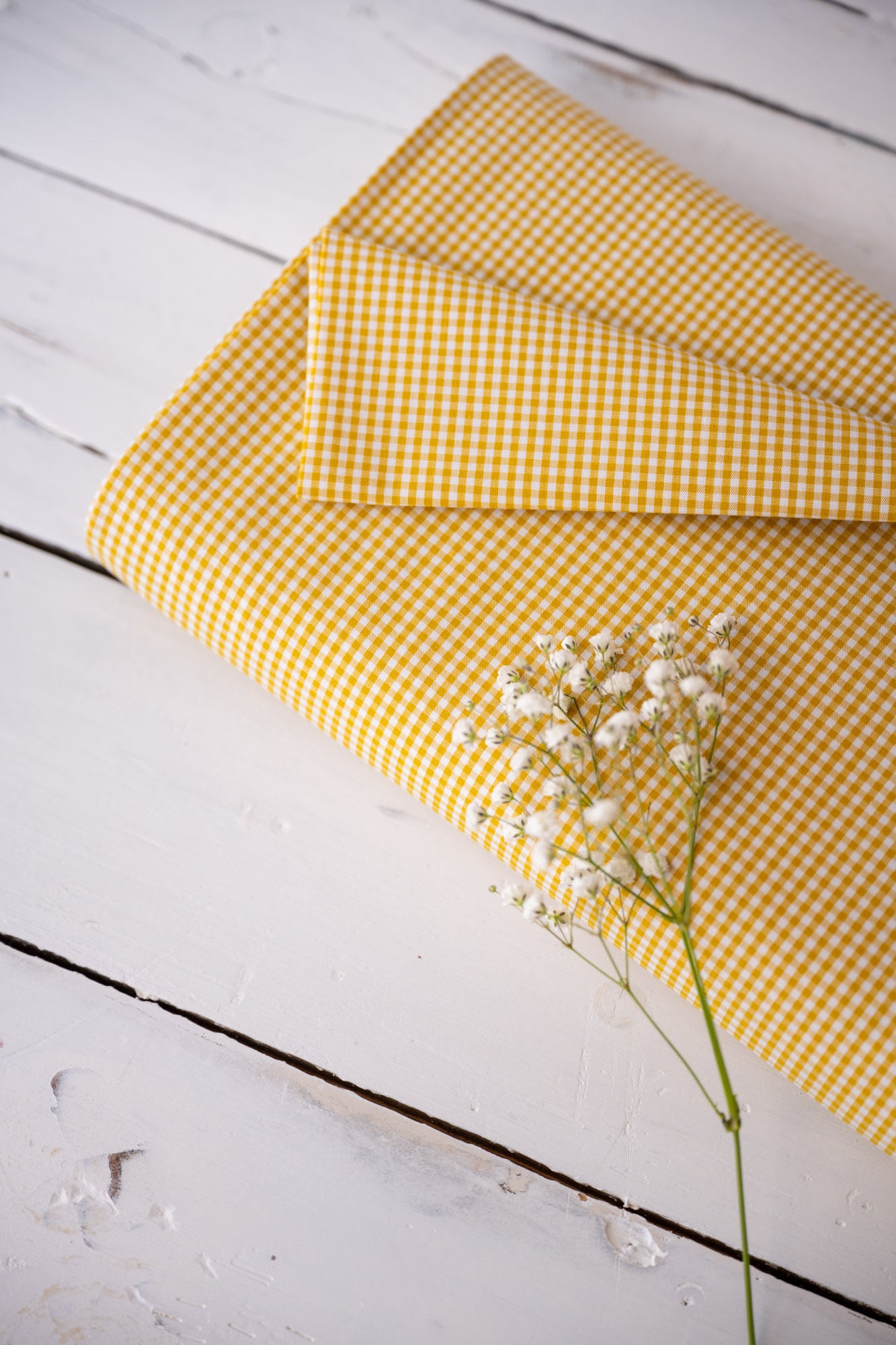 Tissu Vichy jaune Bio GOTS "Melen"