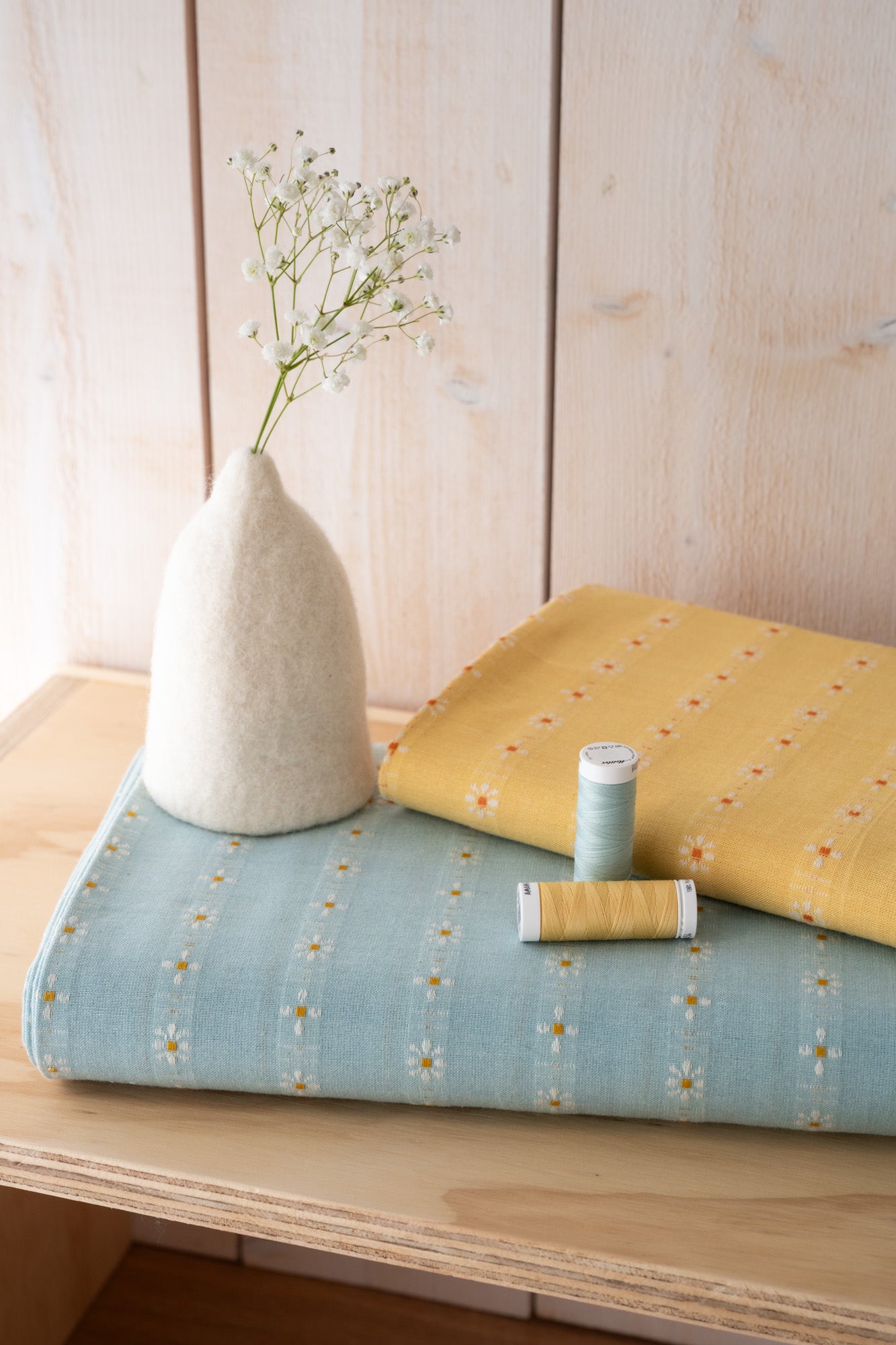 Tissu coton "Gaidig" bleu ciel