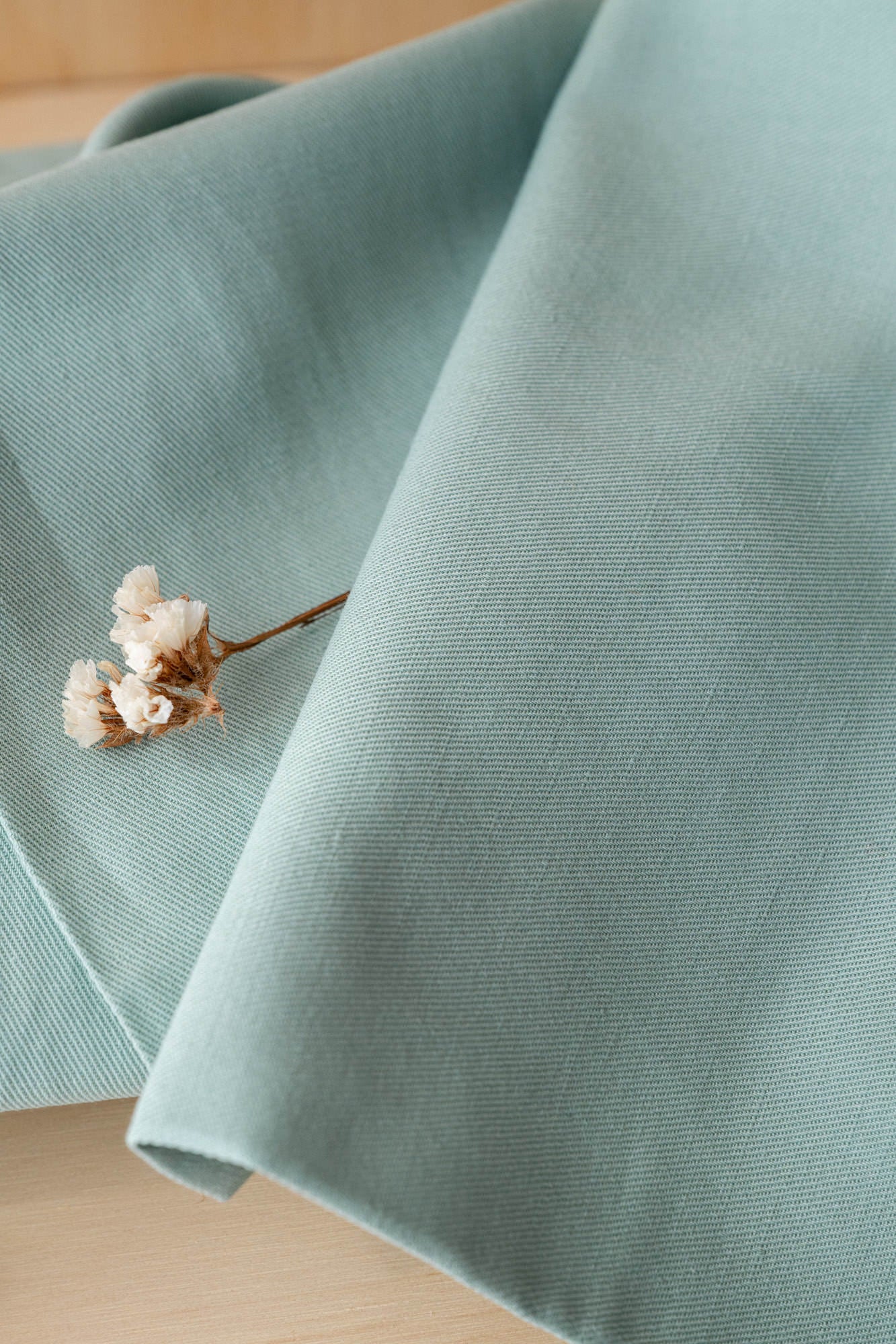 Twill Lin Coton Vert céladon