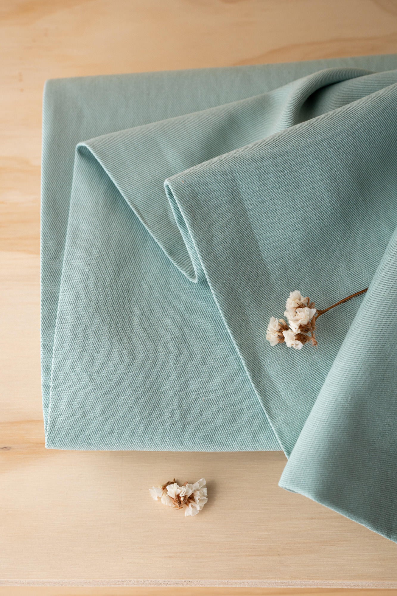 Twill Lin Coton Vert céladon