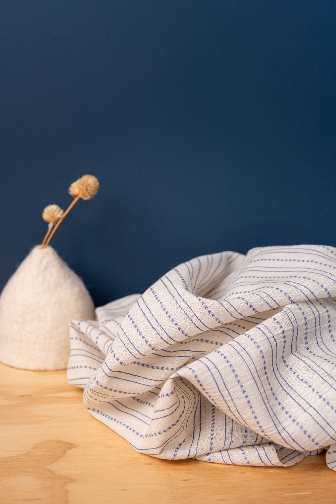 Coton BIO Jacquard fin Bleu