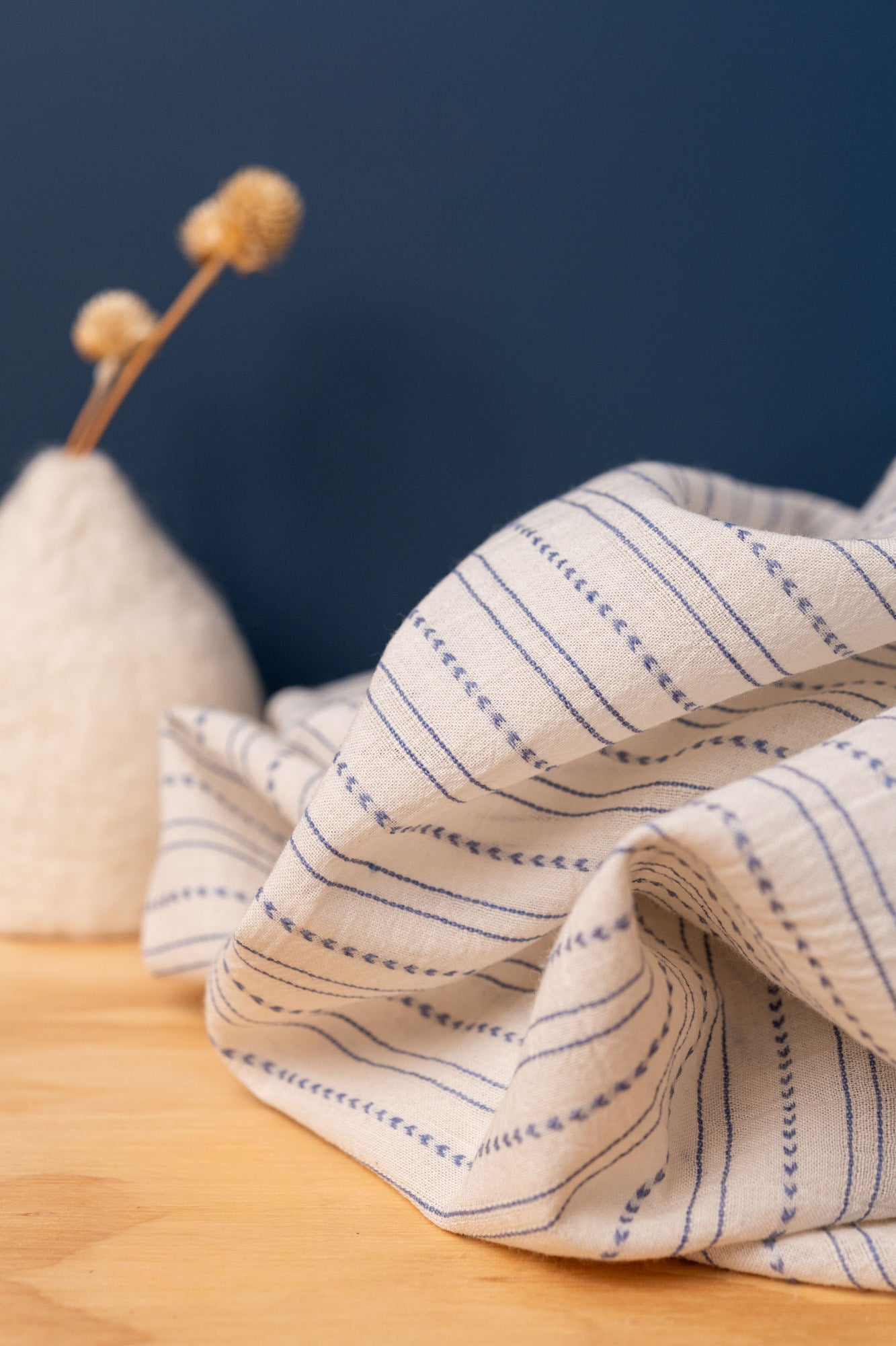 Coton BIO Jacquard fin Bleu