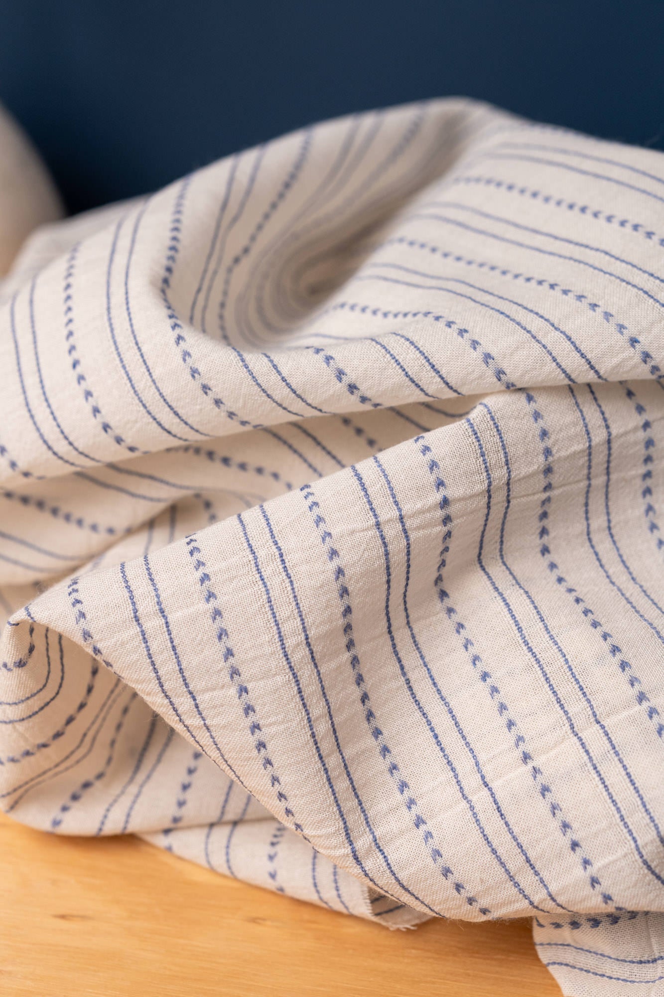 Coton BIO Jacquard fin Bleu