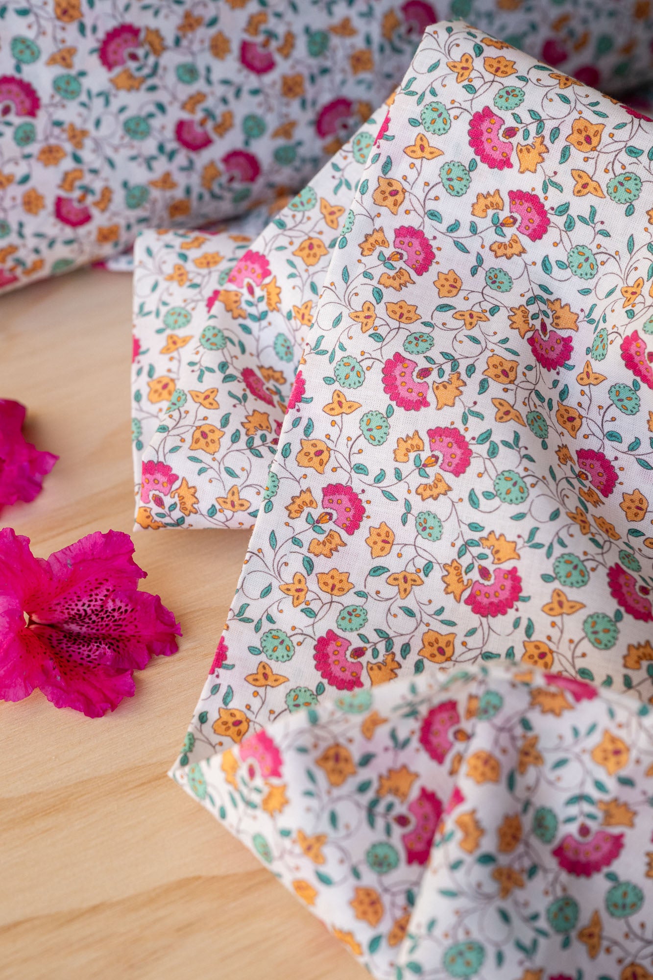 Voile de coton BIO fleuri "Bohémia"