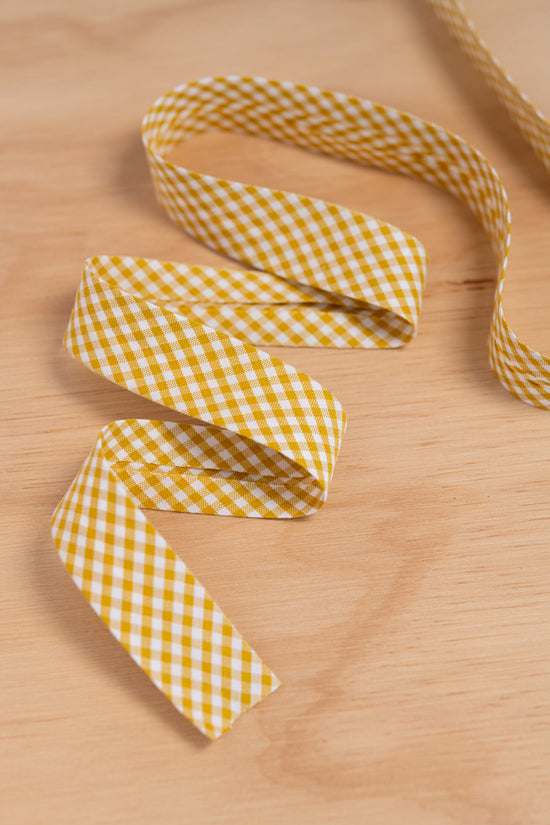 Biais Vichy jaune "Melen" Coton Bio