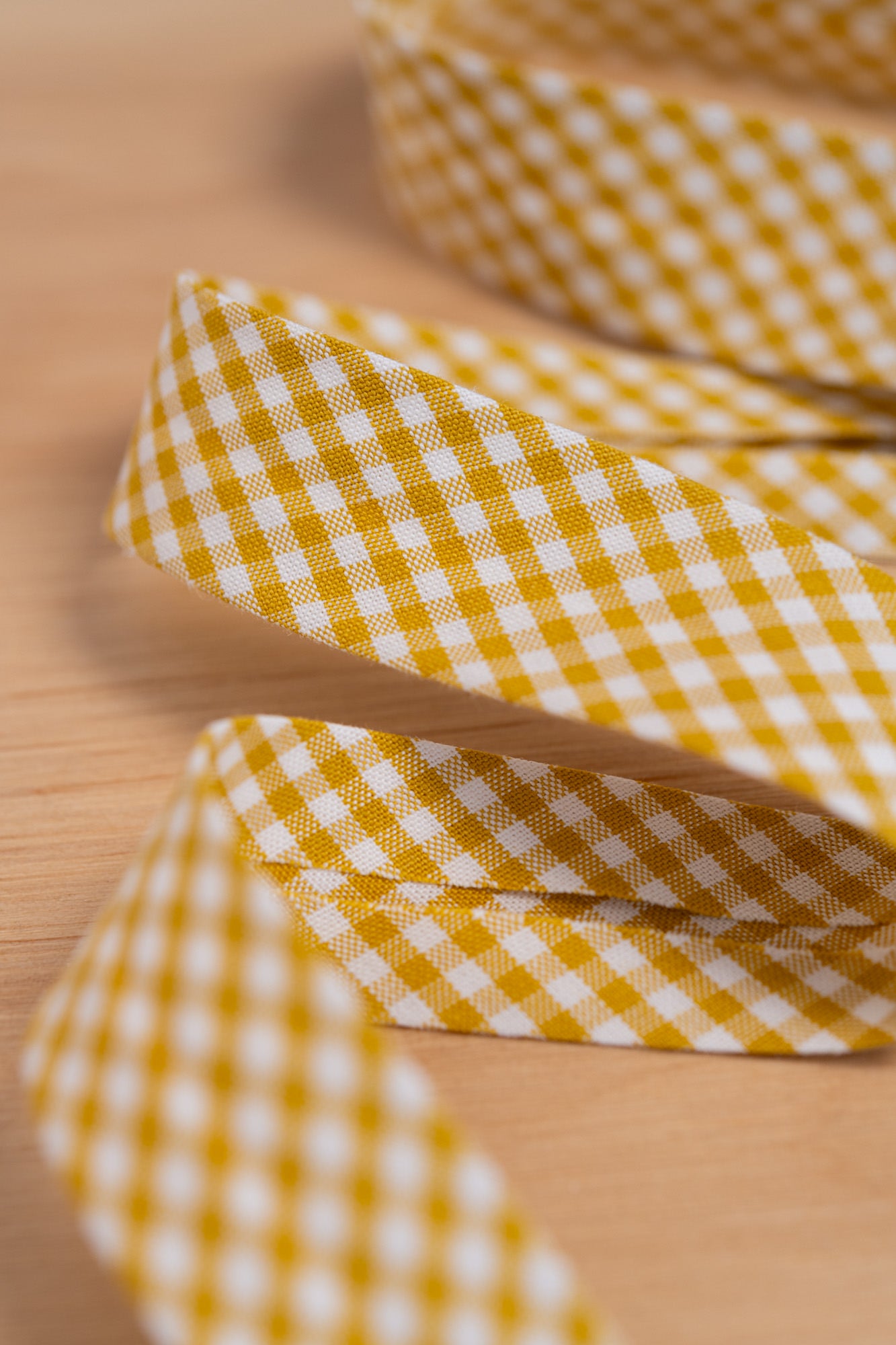 Biais Vichy jaune "Melen" Coton Bio