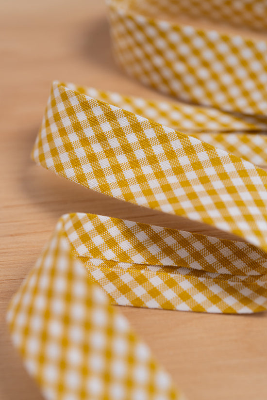 Biais Vichy jaune "Melen" Coton Bio